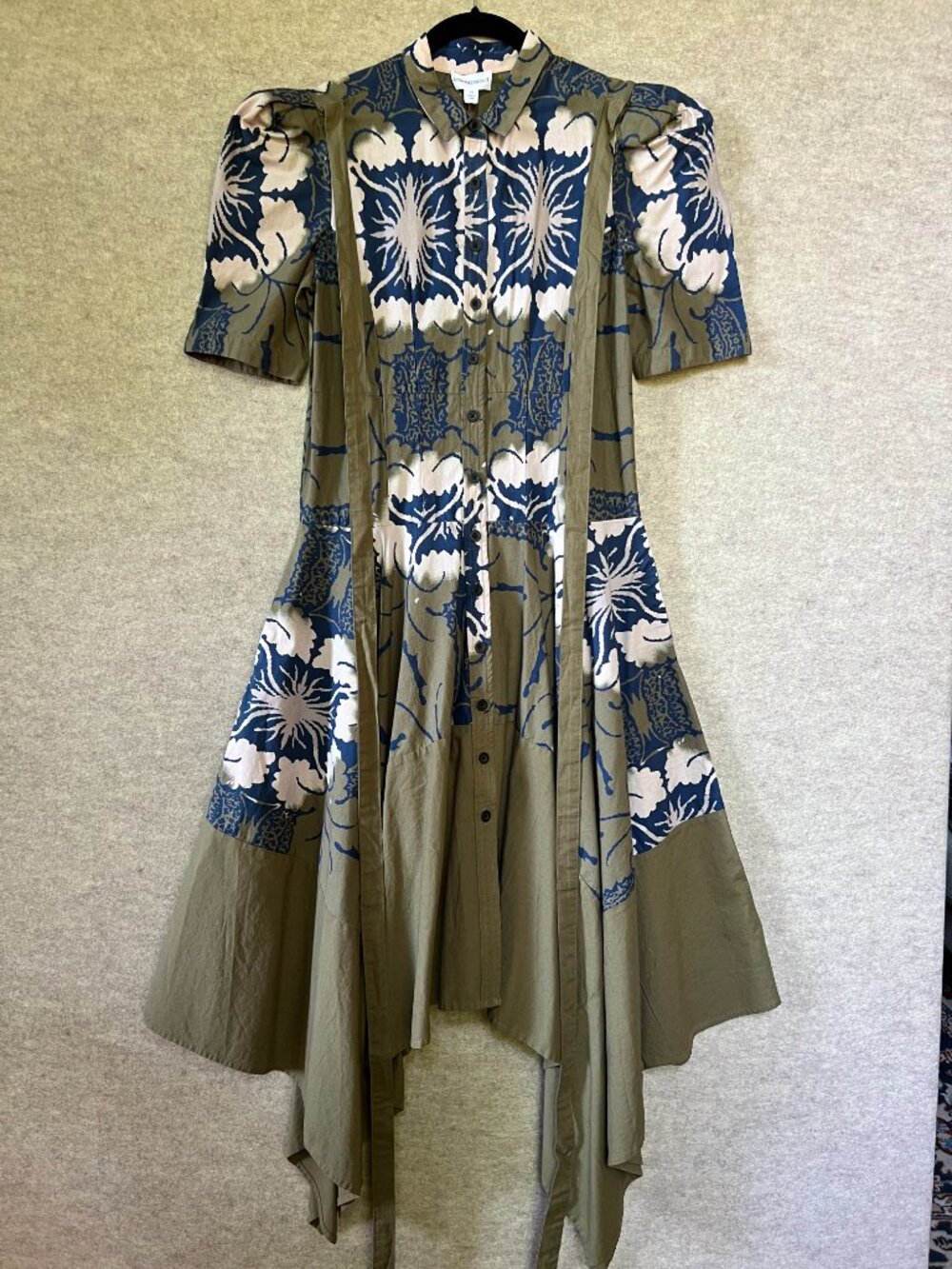 Making the Cut Button Down Olive Green Dress, Size XS NWT, Gary Graham